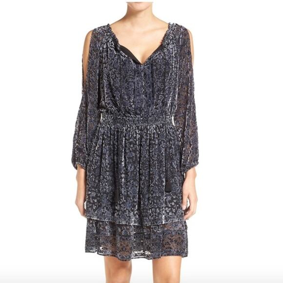 Elie Tahari Olsen Peasant Dress Crushed Velvet - S - Picture 1 of 8